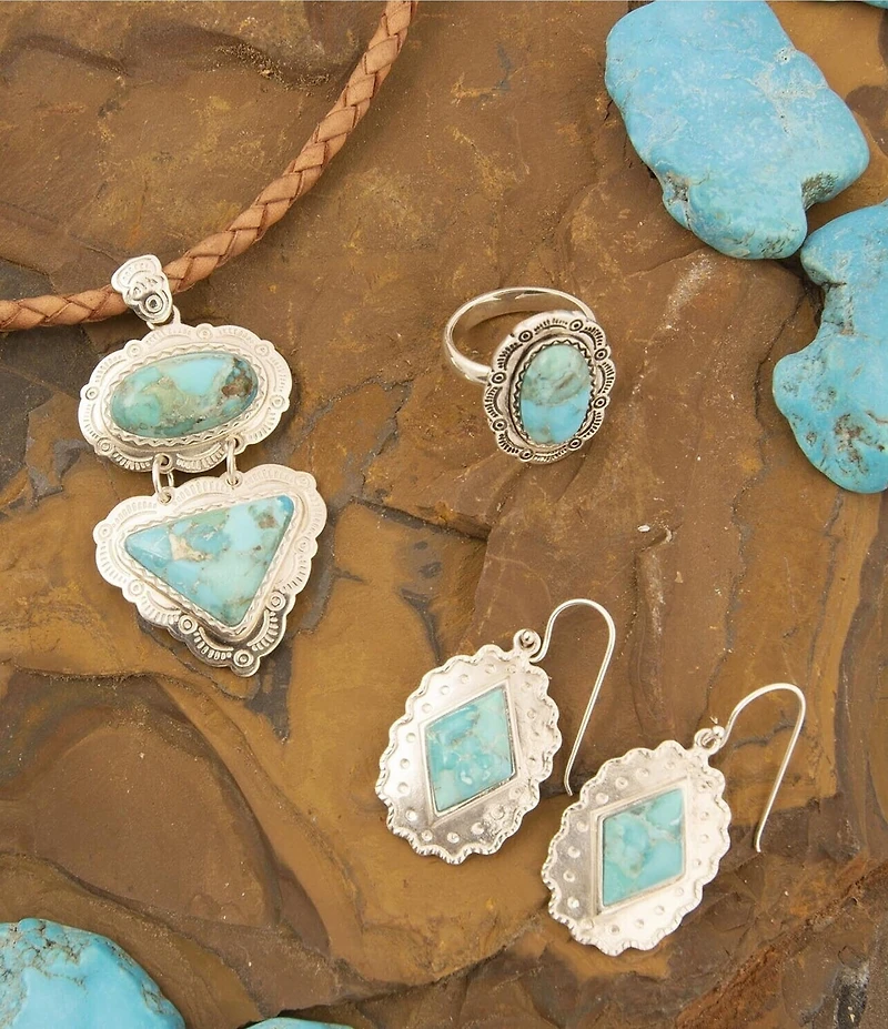 Barse Sterling Silver and Genuine Turquoise Bronco Statement Ring