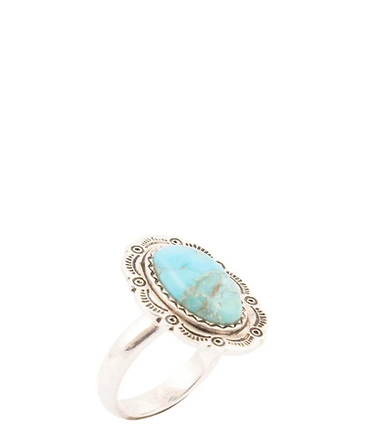 Barse Bronco Blue Turquoise Sterling Silver Concho Ring