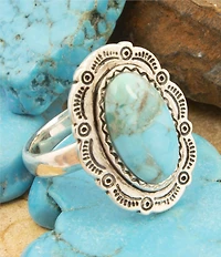 Barse Bronco Blue Turquoise Sterling Silver Concho Ring
