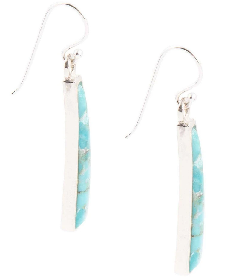 Barse Line Blue Turquoise Sterling Silver Drop Earrings
