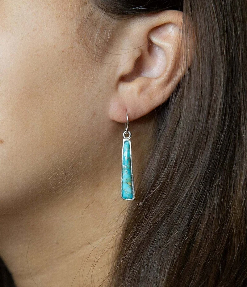 Barse Line Blue Turquoise Sterling Silver Drop Earrings