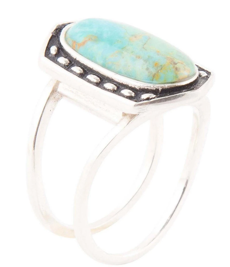 Barse Shielded Blue Turquoise and Sterling Silver Ring