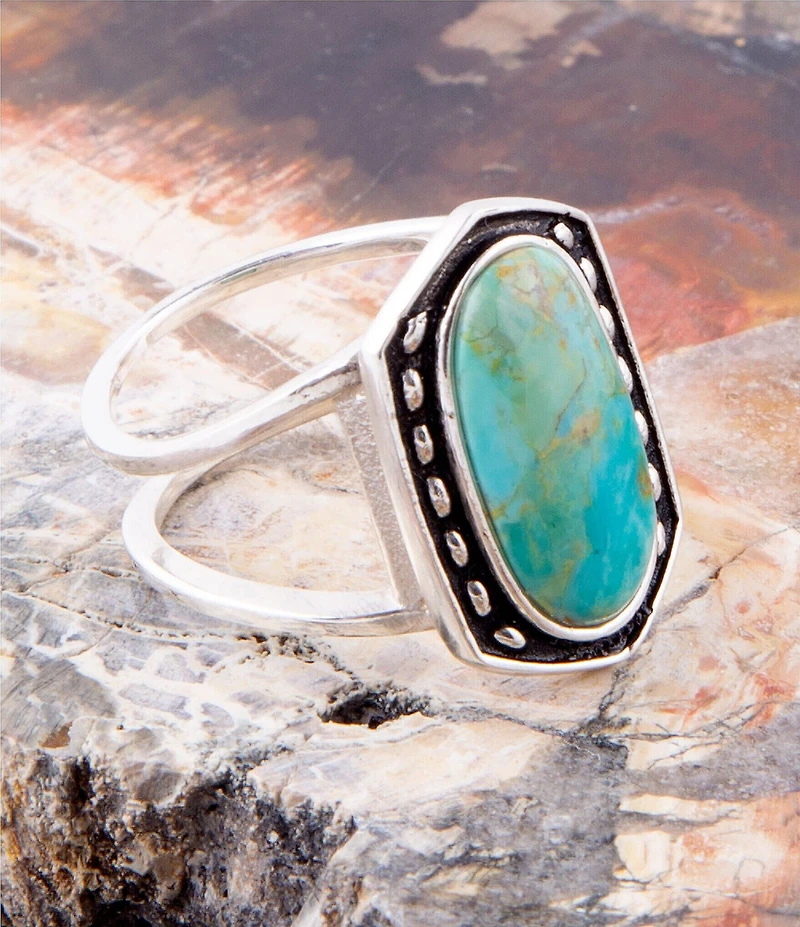 Barse Shielded Blue Turquoise and Sterling Silver Ring