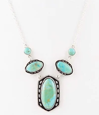 Barse Sterling Silver and Genuine Turquoise Short Pendant Necklace
