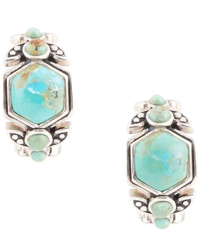 Barse Emile Blue Turquoise Sterling Silver Hoop Earrings