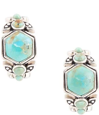 Barse Emile Blue Turquoise Sterling Silver Hoop Earrings