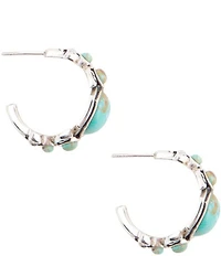 Barse Emile Blue Turquoise Sterling Silver Hoop Earrings