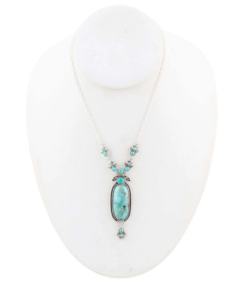 Barse Emile Sterling Silver and Blue Turquoise Pendant Necklace