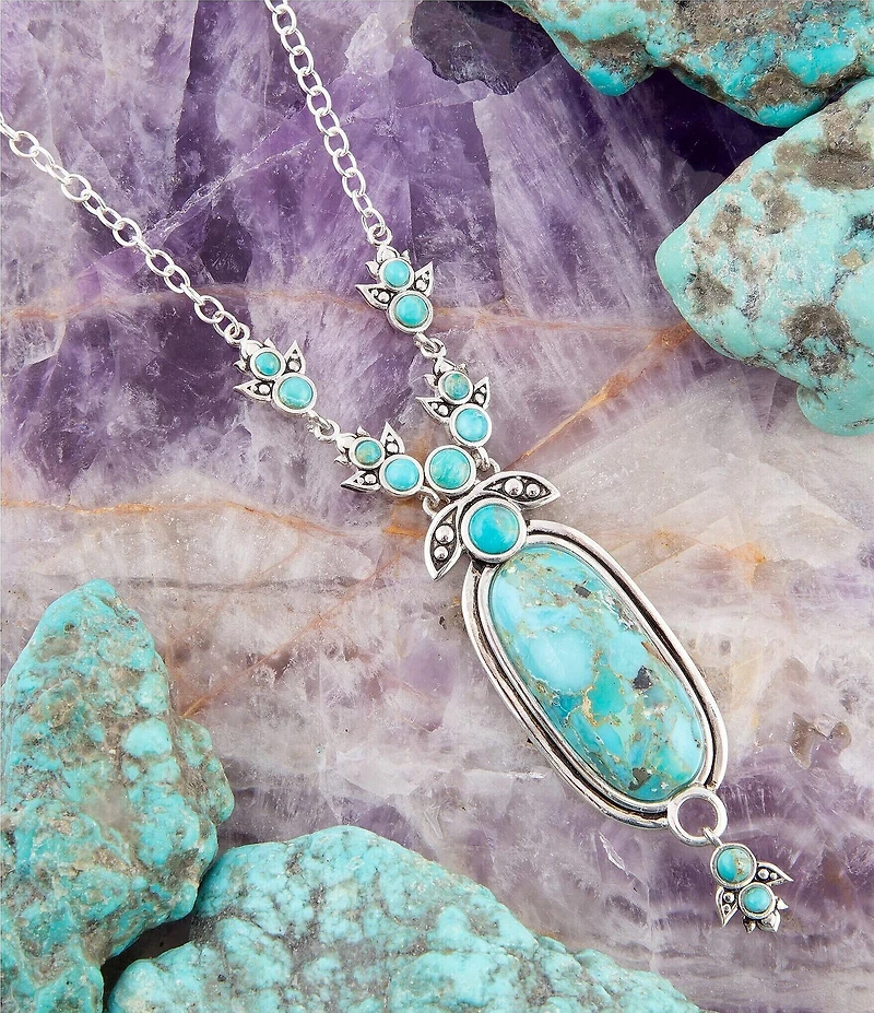 Barse Emile Sterling Silver and Blue Turquoise Pendant Necklace