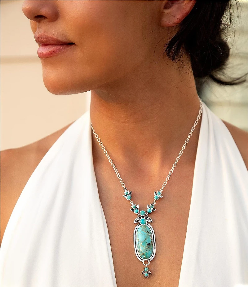 Barse Emile Sterling Silver and Blue Turquoise Pendant Necklace