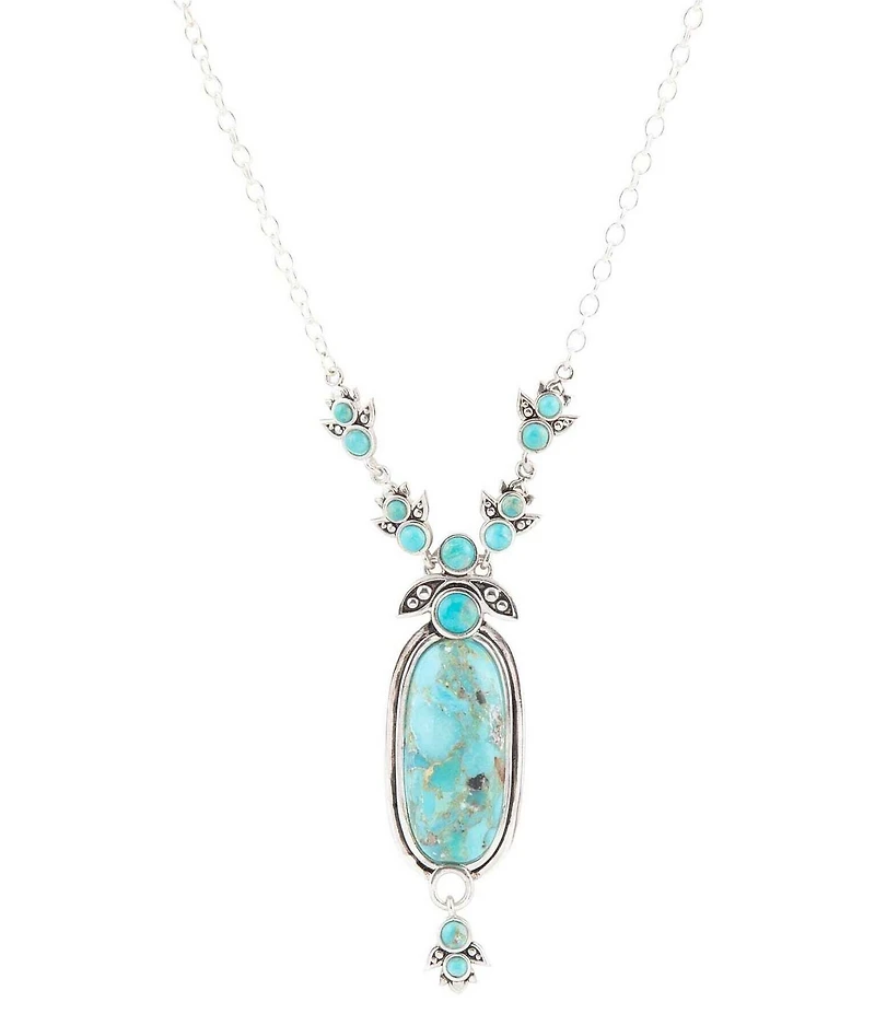 Barse Emile Sterling Silver and Blue Turquoise Pendant Necklace