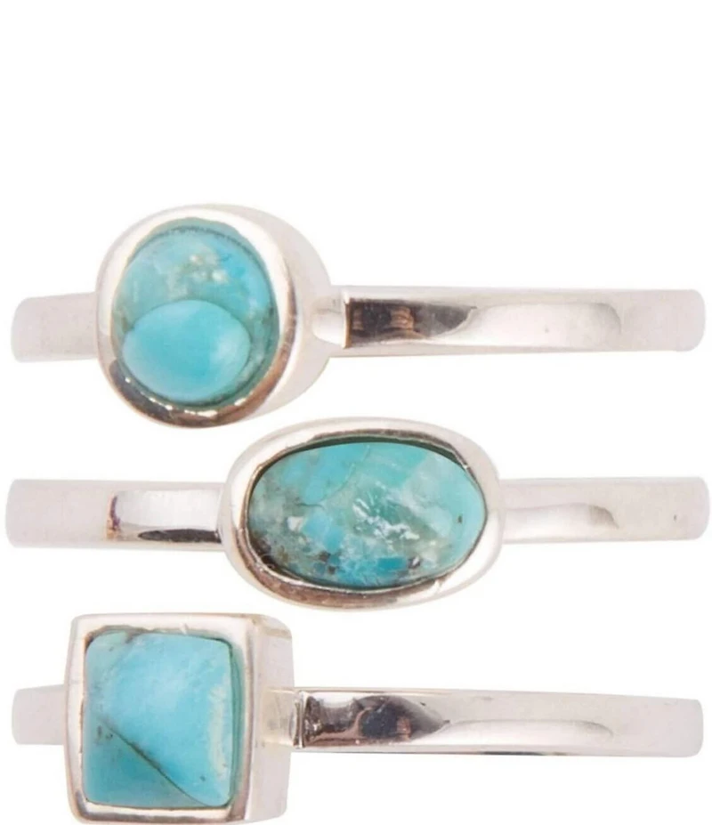Barse Sterling Silver Blue Turquoise Stackable Ring