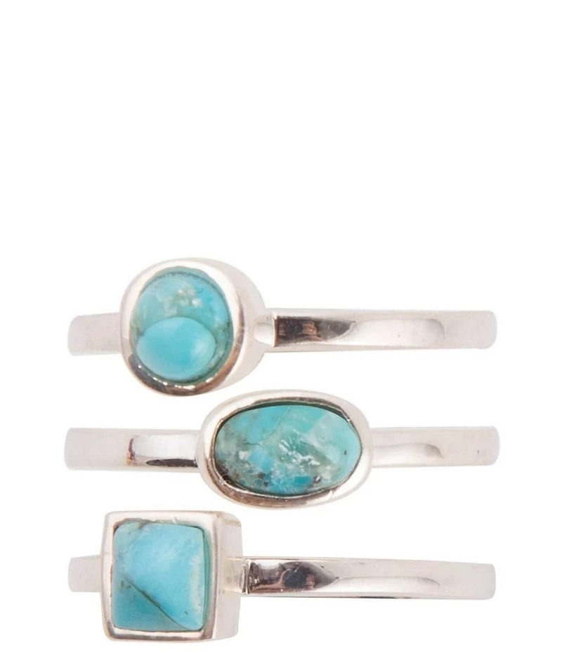 Barse Sterling Silver Blue Turquoise Stackable Ring