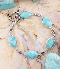 Barse Linked Blue Turquoise and Sterling Silver Bracelet