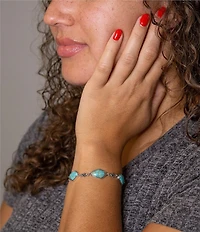 Barse Linked Blue Turquoise and Sterling Silver Bracelet