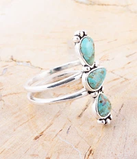 Barse Linear Triple Stone Blue Turquoise and Sterling Silver Ring
