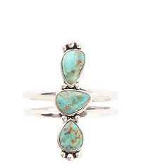 Barse Linear Triple Stone Blue Turquoise and Sterling Silver Ring