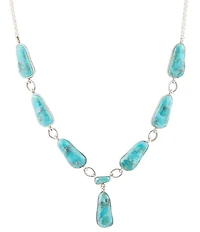 Barse Sterling Silver and Genuine Turquoise Y Necklace