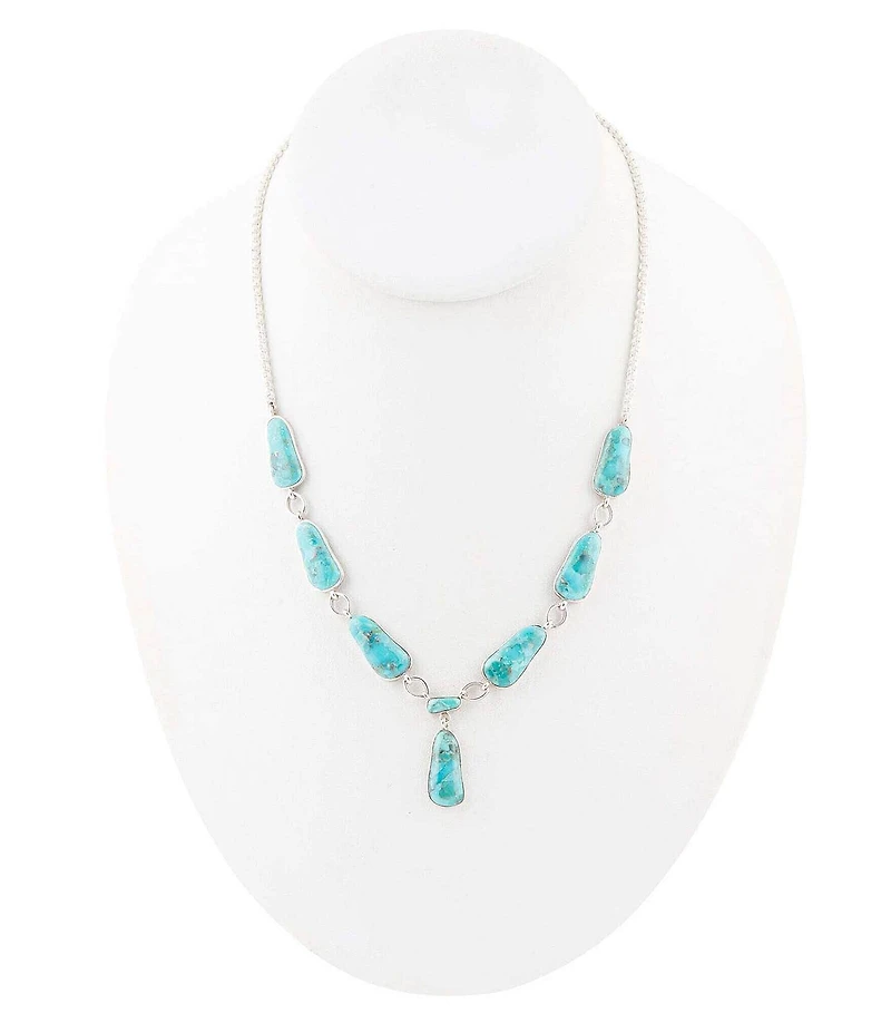 Barse Sterling Silver and Genuine Turquoise Y Necklace