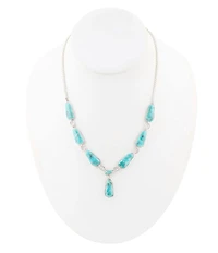 Barse Sterling Silver and Genuine Turquoise Y Necklace