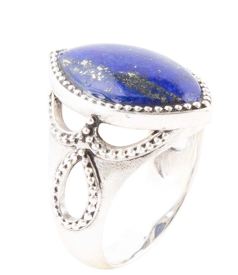 Barse Blue Lapis and Sterling Silver Marquis Ring