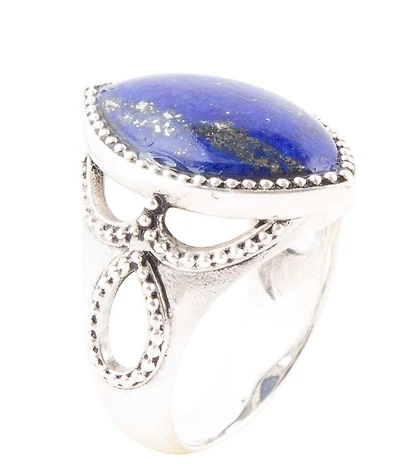 Barse Blue Lapis and Sterling Silver Marquis Ring