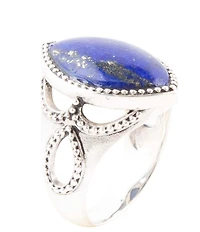 Barse Blue Lapis and Sterling Silver Marquis Ring