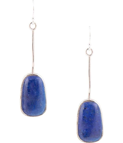 Barse Madeleine Blue Lapis and Sterling Silver Drop Earrings