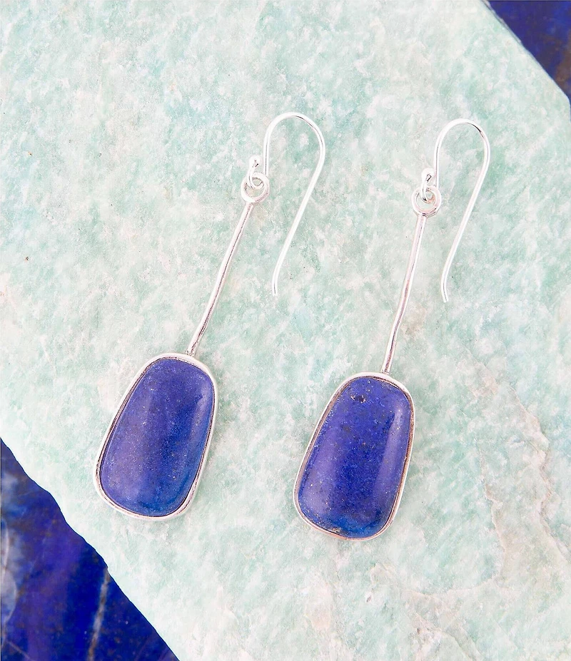 Barse Madeleine Blue Lapis and Sterling Silver Drop Earrings