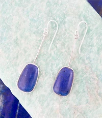 Barse Madeleine Blue Lapis and Sterling Silver Drop Earrings