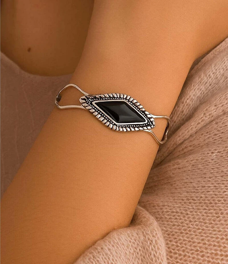 Barse Sterling Silver and Midnight Onyx Cuff Bracelet