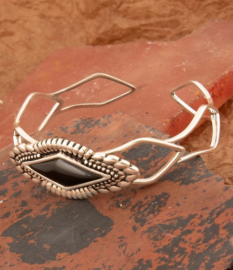 Barse Sterling Silver and Midnight Onyx Cuff Bracelet