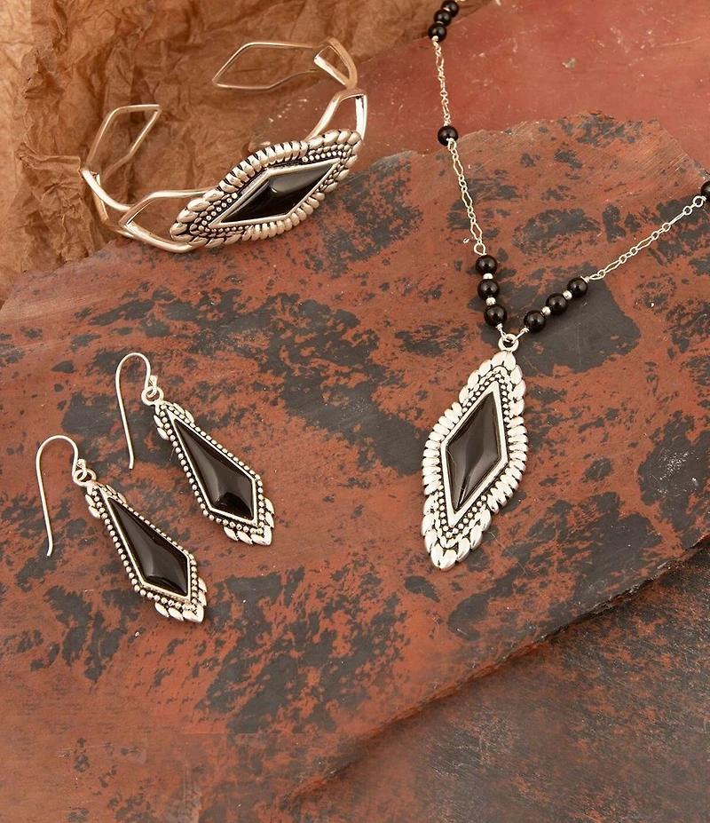 Barse Sterling Silver and Midnight Onyx Cuff Bracelet