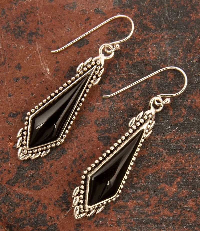 Barse Sterling Silver and Midnight Onyx Drop Earrings