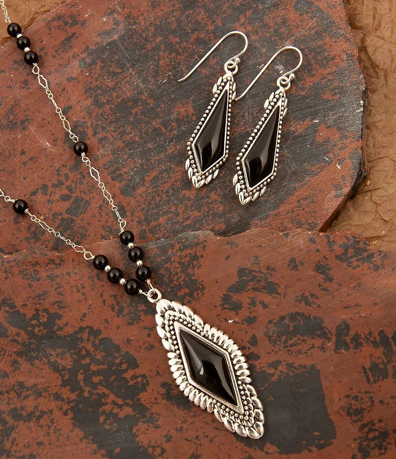 Barse Sterling Silver and Midnight Onyx Drop Earrings