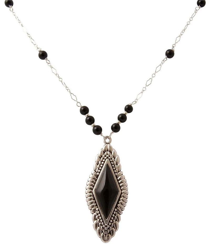 Barse Sterling Silver and Midnight Onyx Short Pendant Necklace