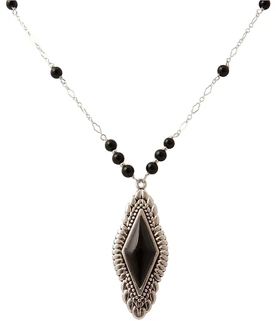 Barse Sterling Silver and Midnight Onyx Short Pendant Necklace