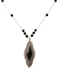 Barse Sterling Silver and Midnight Onyx Short Pendant Necklace