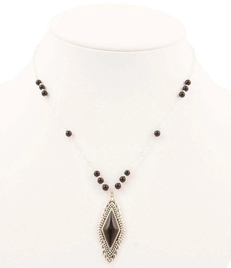 Barse Sterling Silver and Midnight Onyx Short Pendant Necklace