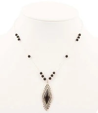Barse Sterling Silver and Midnight Onyx Short Pendant Necklace