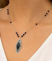 Barse Sterling Silver and Midnight Onyx Short Pendant Necklace