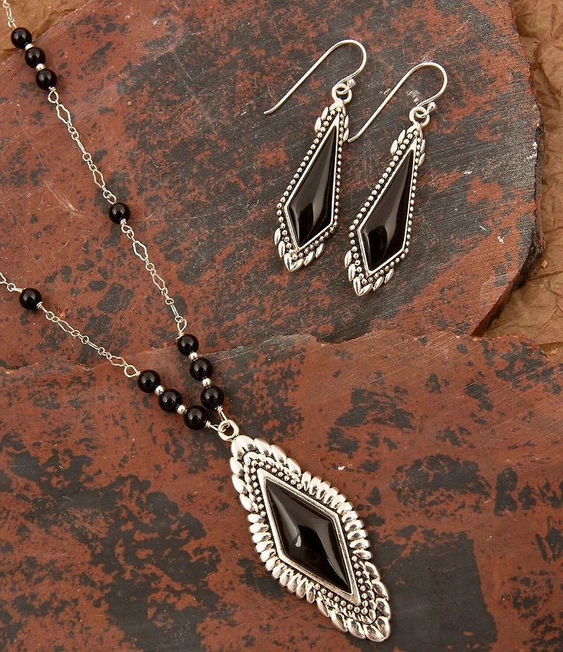 Barse Sterling Silver and Midnight Onyx Short Pendant Necklace