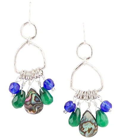 Barse Peacock Abalone Drop Earrings
