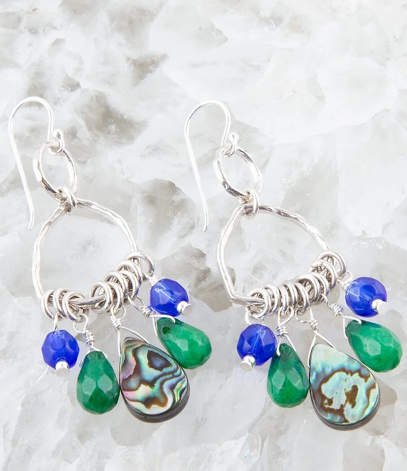 Barse Peacock Abalone Drop Earrings