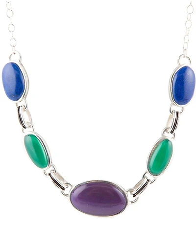 Barse Peacock Purple Agate Multistone Necklace