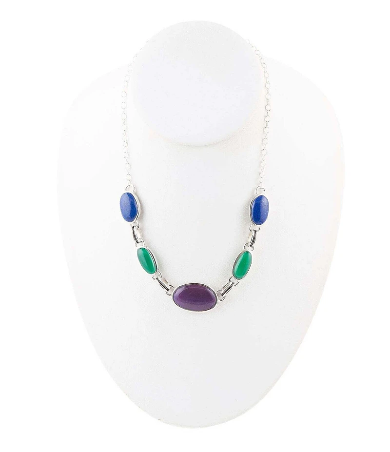 Barse Peacock Purple Agate Multistone Necklace