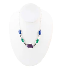 Barse Peacock Purple Agate Multistone Necklace