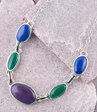 Barse Peacock Purple Agate Multistone Necklace