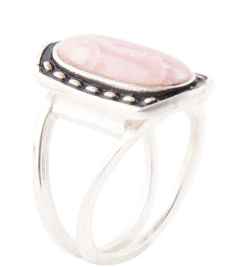 Barse Shielded Pink Rhodonite and Sterling Silver Ring