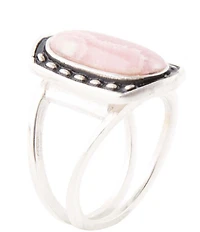 Barse Shielded Pink Rhodonite and Sterling Silver Ring